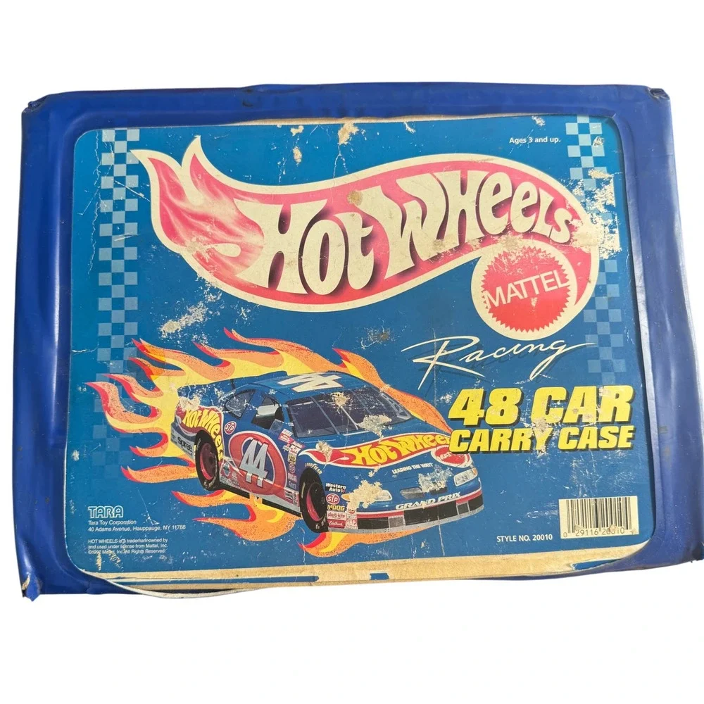 Vintage 1997 Hot Wheels Racing 48 Car Carry Case Tara Toy Blue with 24 Cars